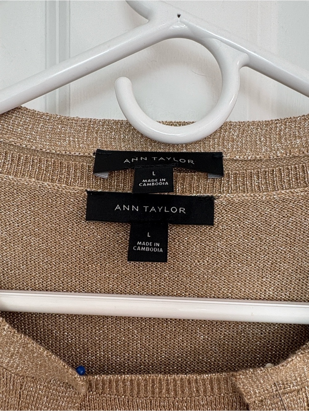 Ann Taylor Metallic Tan Open Cardigan and Shell Sweater Set - Picture 2 of 10